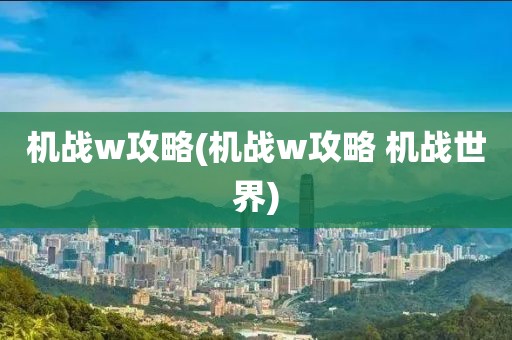 机战w攻略(机战w攻略 机战世界)